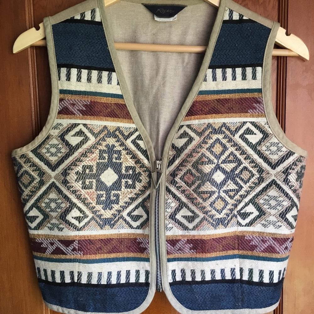 Woven western Roper vest. Unique. Made in USA